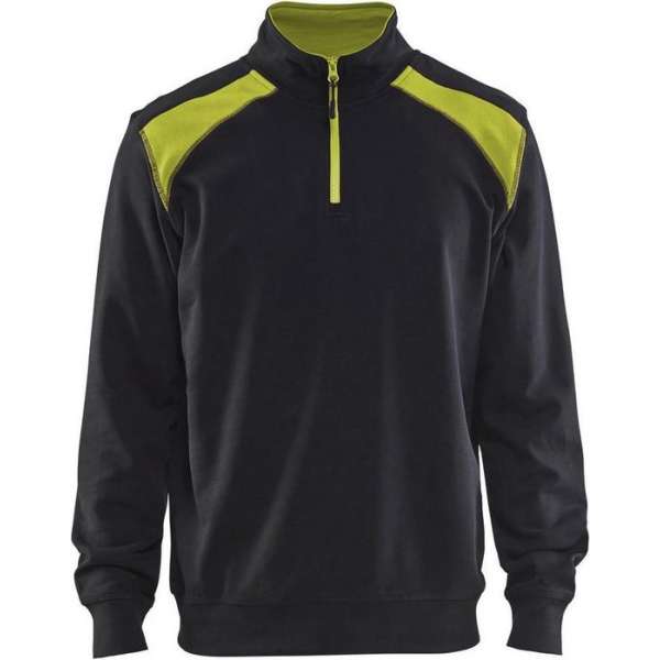 Blåkläder 3353-1158 Sweatshirt Bi-Colour met halve rits Zwart/Geel maat XXL Blåkläder 3353-1158 Sweatshirt Bi-Colour met halve rits Zwart/Geel maat XXL