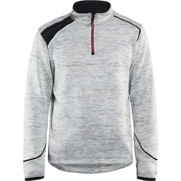Blåkläder 4943-2117 Gebreid Sweatshirt 1/2 rits Grijs melange/rood maat M Blåkläder 4943-2117 Gebreid Sweatshirt 1/2 rits Grijs melange/rood maat M