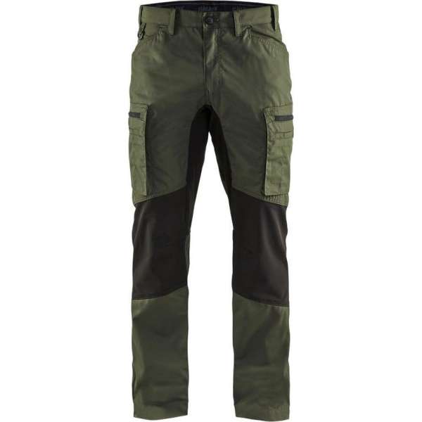 Blaklader Service werkbroek met stretch - Army Groen/Zwart - D92 Blaklader Service werkbroek met stretch - Army Groen/Zwart - D92