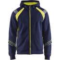 Blaklader Hooded sweatshirt hele rits Visible - Marine/High Vis Geel - XS
