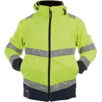 DASSY Malaga Reflecterende Softshell Werkjas Geel/Donkerblauw