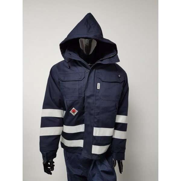 Parka Werkjas, vlamvertragende, antistatisch en waterdicht met uitritsbare voering Maat XXL Parka Werkjas, vlamvertragende, antistatisch en waterdicht met uitritsbare voering Maat XXL