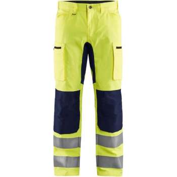 Blaklader High Vis broek met stretch - High Vis Geel/Marineblauw - D120