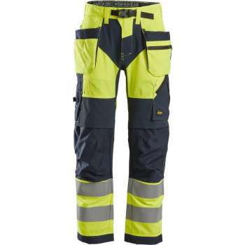 Snickers FlexiWork HV Werkbroek+ holsterzakken kl 2 6932 -  - Geel/Navy - 50