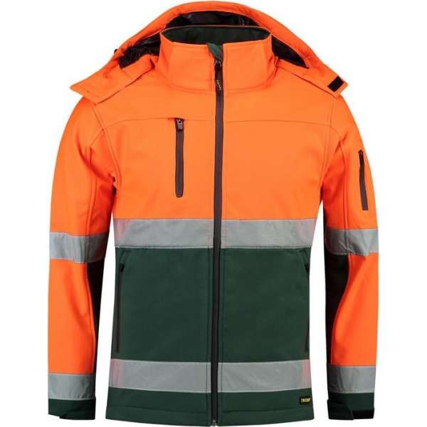 Tricorp Soft Shell jack EN471 Bi-color - Workwear - 403007 - Fluor Oranje-Groen - maat XS