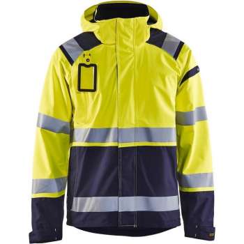 Blåkläder 4987-1987 Shell jack High Vis ongevoerd Geel/Marineblauw maat L
