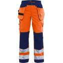 Blåkläder 7156-1811 Dames werkbroek High Vis met spijkerzakken Oranje/Marineblauw maat 46