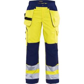 Blåkläder 7156-1811 Dames werkbroek High Vis met spijkerzakken Geel/Marineblauw maat 42