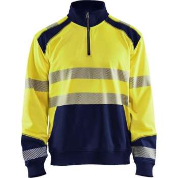 Blaklader Sweatshirt halve rits High Vis - High Vis Geel/Marineblauw - 2XL