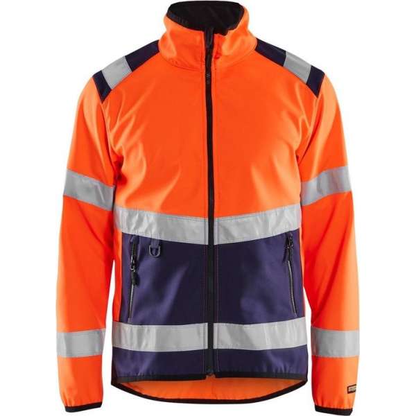 Blåkläder 4877-2516 Softshell jack High Vis Oranje/Marineblauw maat M Blåkläder 4877-2516 Softshell jack High Vis Oranje/Marineblauw maat M