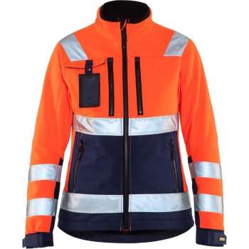 Blåkläder 4902-2517 Dames Softshell jack High Vis Oranje/Marineblauw maat XL