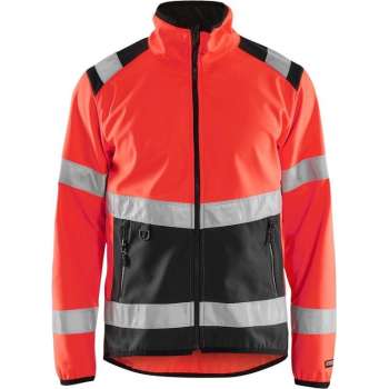 Blåkläder 4877-2516 Softshell jack High Vis Fluor Rood/Zwart maat S