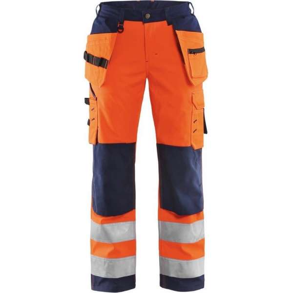 Blåkläder 7167-2517 Dames Softshell werkbroek High Vis Oranje/Marineblauw maat 38