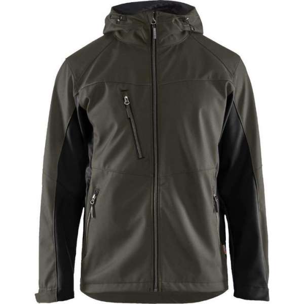 Blåkläder 4753 Softshell Jack met capuchon – Groen/Zwart - S Blåkläder 4753 Softshell Jack met capuchon – Groen/Zwart - S