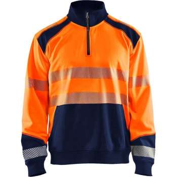 Blaklader Sweatshirt halve rits High Vis - High Vis Oranje/Marineblauw - M
