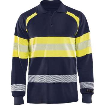 Blåkläder 3438-1726 Multinorm Piqué polo Marineblauw/Geel maat XXXL