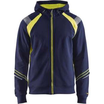 Blaklader Hooded sweatshirt hele rits Visible - Marine/High Vis Geel - L