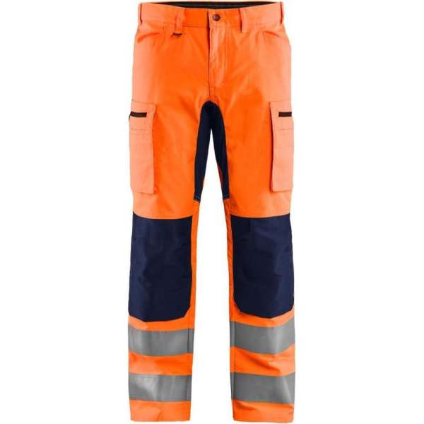 Blaklader High Vis broek met stretch - High Vis Oranje/Marineblauw - C58