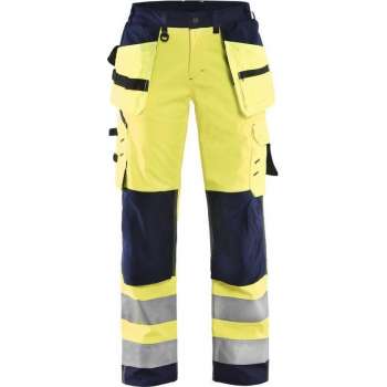 Blåkläder 7167-2517 Dames Softshell werkbroek High Vis Geel/Marineblauw maat 38