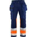 Blaklader High Vis werkbroek met stretch - Marineblauw/Oranje - D100