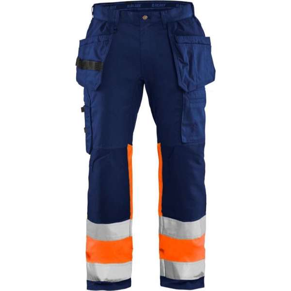 Blaklader High Vis werkbroek met stretch - Marineblauw/Oranje - D100 Blaklader High Vis werkbroek met stretch - Marineblauw/Oranje - D100