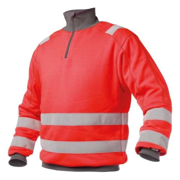 Dassy Denver Hoge zichtbaarheidssweater 300376 - Fluorood/Cementgrijs - 4XL Dassy Denver Hoge zichtbaarheidssweater 300376 - Fluorood/Cementgrijs - 4XL