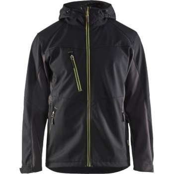 Blåkläder 4753 Softshell Jack met capuchon – Zwart/High Vis Geel - 5XL