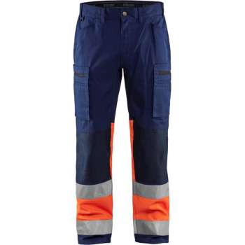 Blaklader Werkbroek met stretch High Vis - Marineblauw/Oranje - C64
