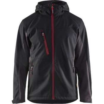 Blaklader Softshell jack met capuchon 4753-2516 - Mannen - Zwart/Rood - XXL