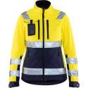 Blåkläder 4902-2517 Dames Softshell jack High Vis Geel/Marineblauw maat XXL