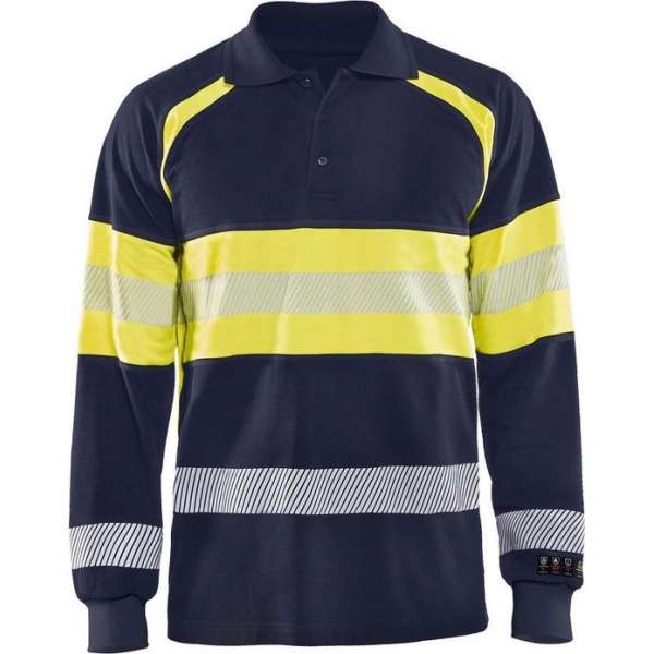 Blåkläder 3438-1726 Multinorm Piqué polo Marineblauw/Geel maat M