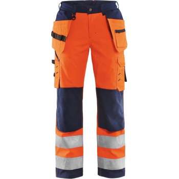 Blåkläder 7167-2517 Dames Softshell werkbroek High Vis Oranje/Marineblauw maat 48