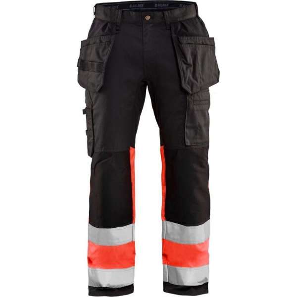 Blaklader High Vis werkbroek met stretch - Zwart/High Vis Rood - C48 Blaklader High Vis werkbroek met stretch - Zwart/High Vis Rood - C48