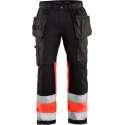 Blaklader High Vis werkbroek met stretch - Zwart/High Vis Rood - C146