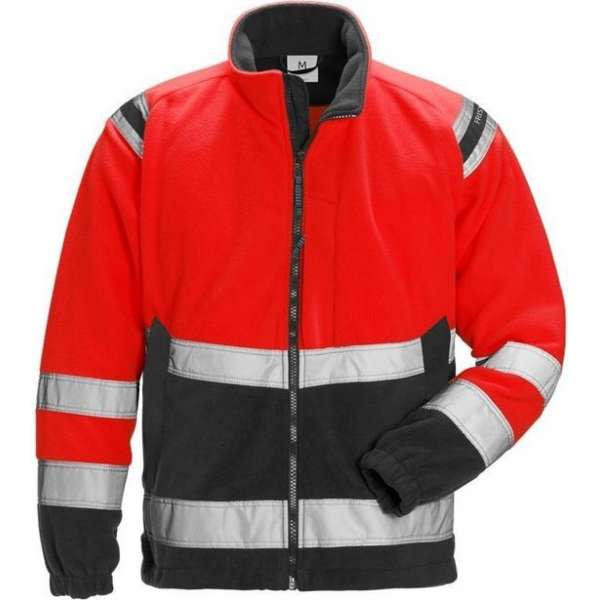 Fristads fleecejack 4041 fluorrood/zwart Fristads fleecejack 4041 fluorrood/zwart
