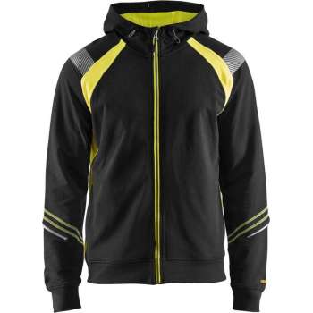 Blaklader Hooded sweatshirt hele rits Visible - Zwart/High Vis Geel - L