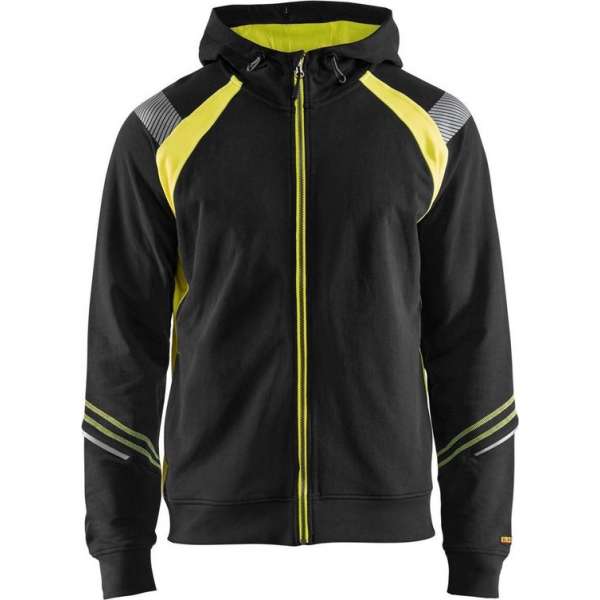 Blaklader Hooded sweatshirt hele rits Visible - Zwart/High Vis Geel - L Blaklader Hooded sweatshirt hele rits Visible - Zwart/High Vis Geel - L