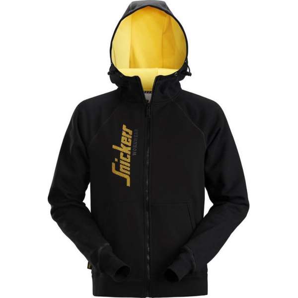 Snickers Workwear Hoodie met logo en rits zwart M Snickers Workwear Hoodie met logo en rits zwart M