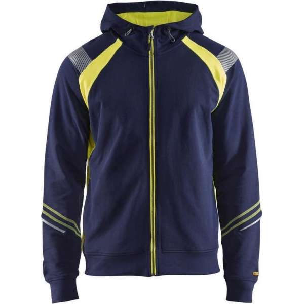 Blaklader Hooded sweatshirt hele rits Visible - Marine/High Vis Geel - 2XL Blaklader Hooded sweatshirt hele rits Visible - Marine/High Vis Geel - 2XL
