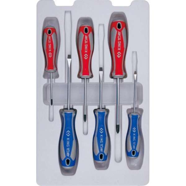 Sleuf- en PHILLIPS®-schroevendraaierset-31116MR - 6 stuks - KING TONY Sleuf- en PHILLIPS®-schroevendraaierset-31116MR - 6 stuks - KING TONY
