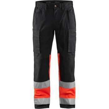 Blaklader Werkbroek met stretch High Vis - Zwart/High Vis Rood - D120