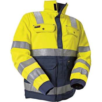 Blåkläder 4026-1804 Dames jas High Vis ongevoerd Geel/Marineblauw maat L