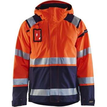 Blåkläder 4987-1987 Shell jack High Vis ongevoerd Oranje/Marineblauw maat 4XL