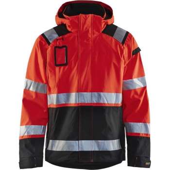 Blåkläder 4987-1987 Shell jack High Vis ongevoerd Rood/Zwart maat XS