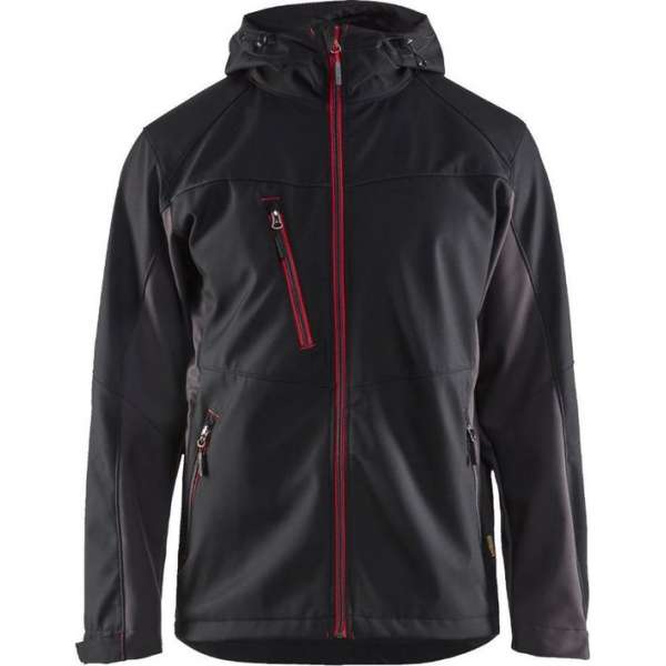 Blaklader Softshell jack met capuchon 4753-2516 - Mannen - Zwart/Rood - S Blaklader Softshell jack met capuchon 4753-2516 - Mannen - Zwart/Rood - S