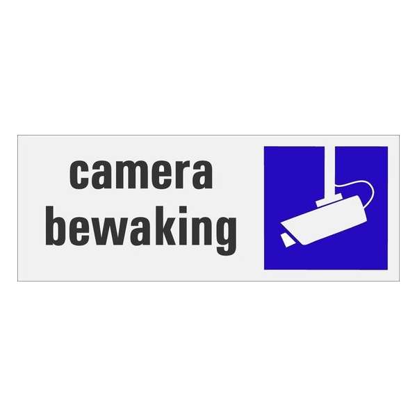 Camera bewaking bordje | bord camera bewaking als sticker | Aluminium | Zelfklevend 130x50x0,5 mm let op camera toezicht Camera bewaking bordje | bord camera bewaking als sticker | Aluminium | Zelfklevend 130x50x0,5 mm let op camera toezicht