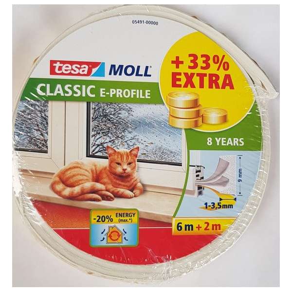 Tesa Moll Zelfklevend Rubber E-Profiel voor Isolatie van Deuren en Ramen Tesa Moll Zelfklevend Rubber E-Profiel voor Isolatie van Deuren en Ramen