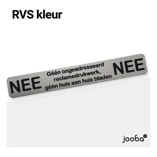 Luxe Nee Nee sticker brievenbus - Rvs kleur - Nee Nee - 17.5 x 2.7 cm - Aluminium - Brievenbus sticker - Geen reclame sticker Luxe Nee Nee sticker brievenbus - Rvs kleur - Nee Nee - 17.5 x 2.7 cm - Aluminium - Brievenbus sticker - Geen reclame sticker
