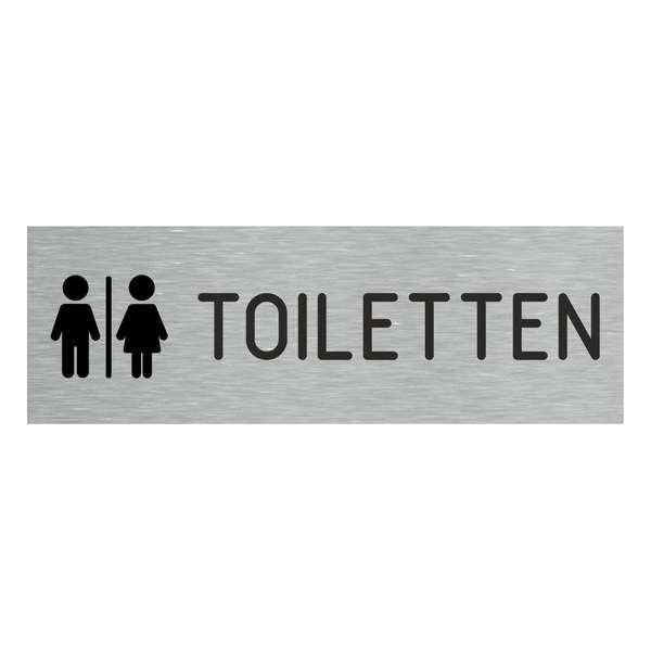 Deurbordje - toiletbord - met iconen - bordje - toiletten - rechthoekig met RVS look Deurbordje - toiletbord - met iconen - bordje - toiletten - rechthoekig met RVS look