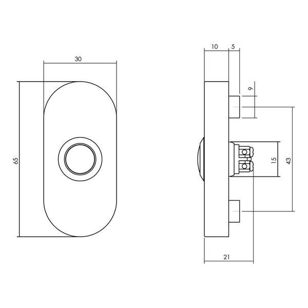 Intersteel Deurbel ovaal verdekt 65x30x10 mm rvs geborsteld Intersteel Deurbel ovaal verdekt 65x30x10 mm rvs geborsteld
